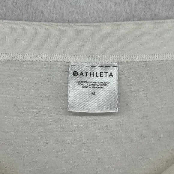 ATHLETA Top M Oversized Cropped Boat Neck Long Sleeve Cinched Off White - Picture 4 of 12